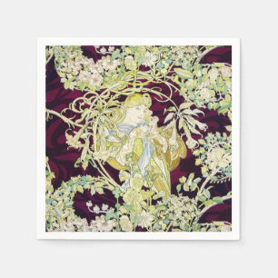 Alphonse Mucha Vrouw met Madelief Art Nouveau Kuns Servet