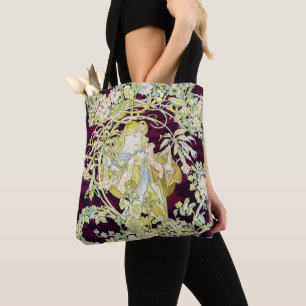 Alphonse Mucha Vrouw met Madelief Art Nouveau Kuns Tote Bag