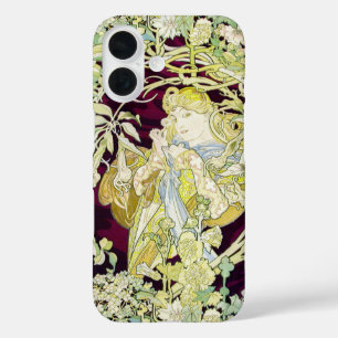 Alphonse Mucha Vrouw met Madeliefje Art Nouveau Ku iPhone 16 Hoesje