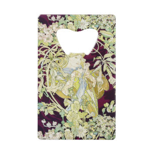 Alphonse Mucha Vrouw met Madeliefje Art Nouveau Ku Creditkaart Flessenopener