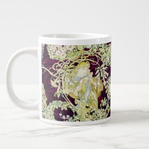 Alphonse Mucha Vrouw met Madeliefje Art Nouveau Ku Grote Koffiekop