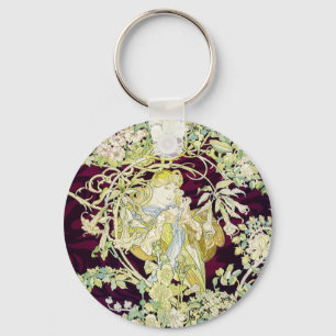 Alphonse Mucha Vrouw met Madeliefje Art Nouveau Ku Sleutelhanger