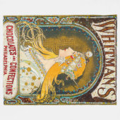 Alphonse Mucha Whitman's Ad Fleece Deken (Voorkant (Horizontaal))
