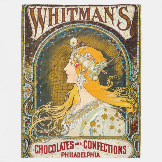 Alphonse Mucha  Whitman's Ad Fleece Deken (Voorkant)