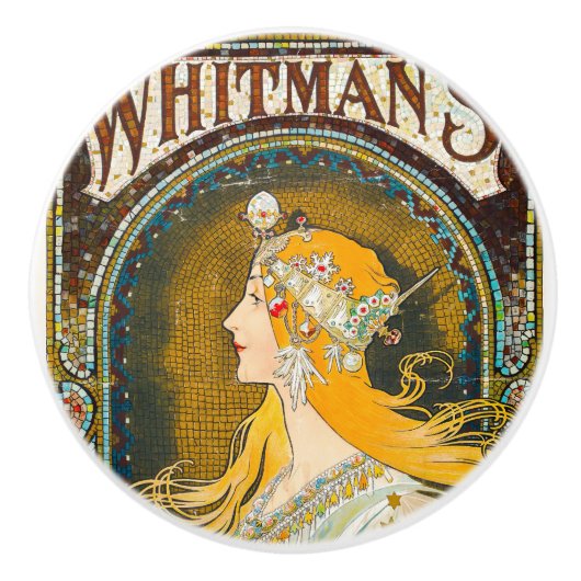 Alphonse Mucha  Whitman's Ad Keramische Knop (Voorkant)