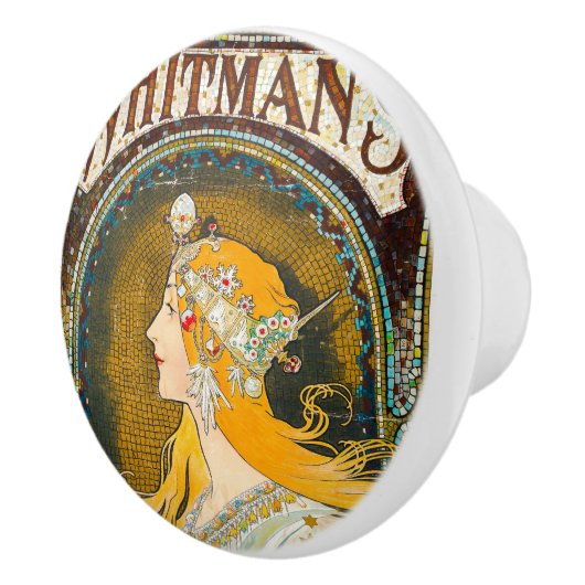 Alphonse Mucha  Whitman's Ad Keramische Knop (Rechts)