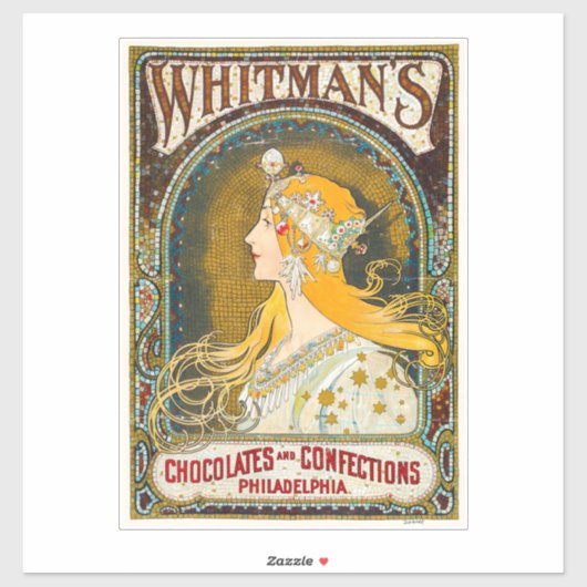 Alphonse Mucha  Whitman's Ad Sticker (Vel)