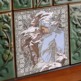 Alphonse Mucha Winter 4Seasons Art  Tegeltje