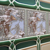 Alphonse Mucha Winter 4Seasons Art  Tegeltje
