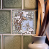 Alphonse Mucha Winter 4Seasons Art  Tegeltje