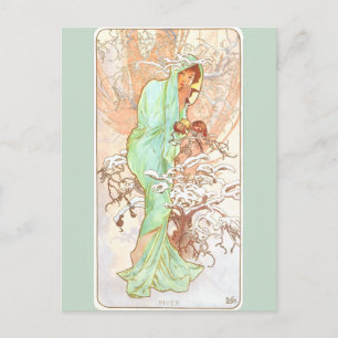 Alphonse Mucha Winter  Art Nouveau Painting Briefkaart