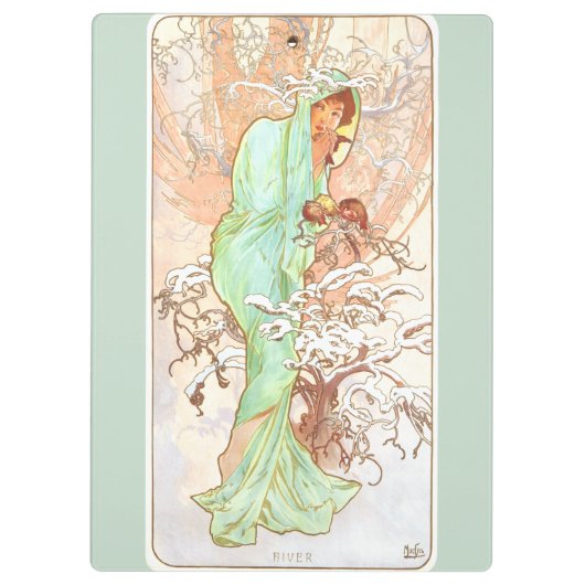 Alphonse Mucha Winter  Art Nouveau Painting Klembord (Achterkant)