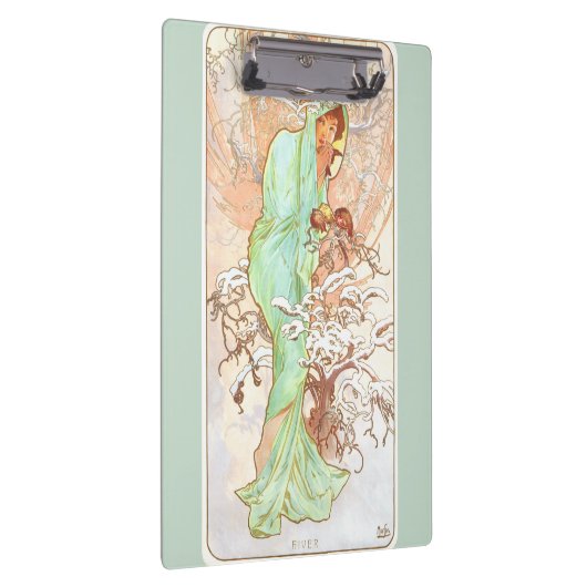 Alphonse Mucha Winter  Art Nouveau Painting Klembord (Rechts)