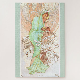 Alphonse Mucha Winter Art Nouveau Painting Legpuzzel
