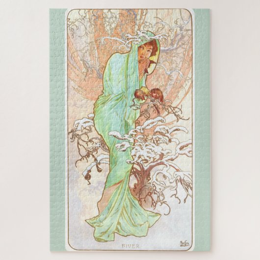 Alphonse Mucha Winter  Art Nouveau Painting Legpuzzel (Verticaal)