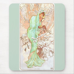 Alphonse Mucha Winter  Art Nouveau Painting Muismat