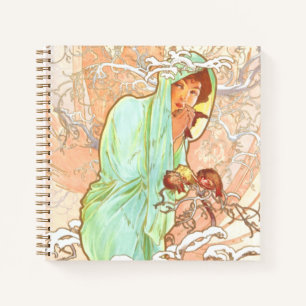 Alphonse Mucha Winter  Art Nouveau Painting Notitieboek