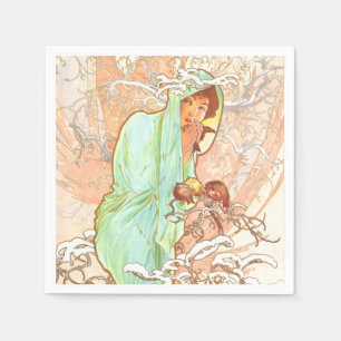 Alphonse Mucha Winter Art Nouveau Painting Servet