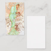 Alphonse Mucha Winter Art Nouveau Painting Visitekaartje (Voorkant / Achterkant)