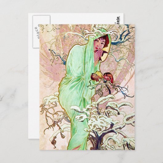Alphonse Mucha Winter II Briefkaart (Voorkant / Achterkant)