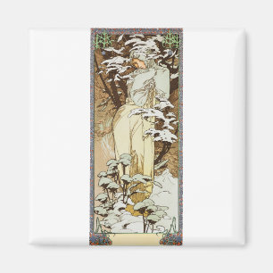 Alphonse Mucha Winter Magneet