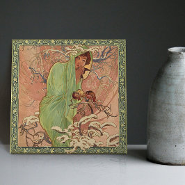 Alphonse Mucha Winter Season Art Nouveau  Tegeltje