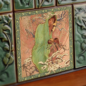 Alphonse Mucha Winter Season Art Nouveau Tegeltje