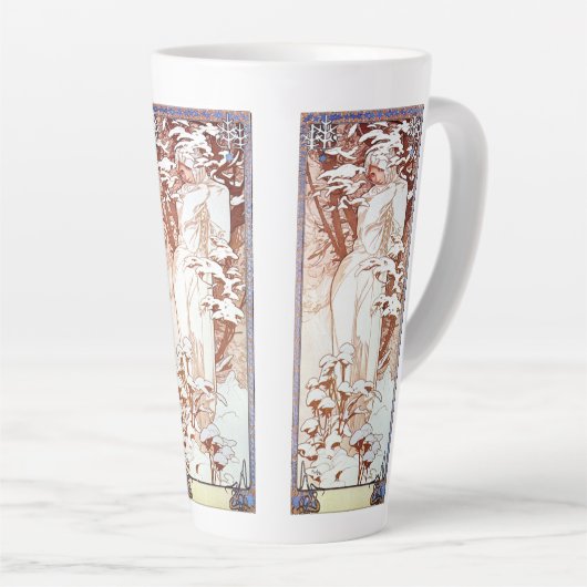 Alphonse Mucha - Winter White Latte Mok (Rechterhoek)