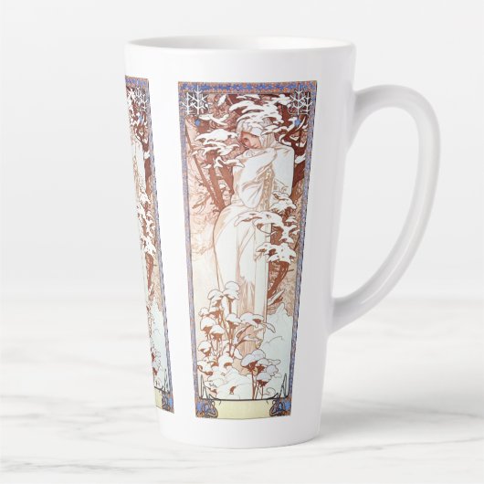 Alphonse Mucha - Winter White Latte Mok (Rechts)