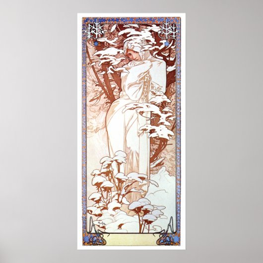 Alphonse Mucha - Winter White Poster (Voorkant)