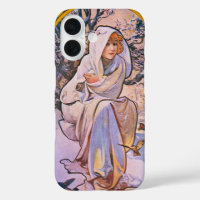 Alphonse Mucha Winterseizoen, Vintage Art Nouveau