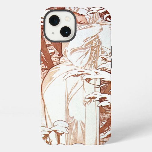 Alphonse Mucha - Witte Winter iPhone Hoesje (Achterkant)