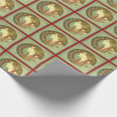 Alphonse Mucha Woman Laurel Art Nouveau Cadeaupapier (Hoek)