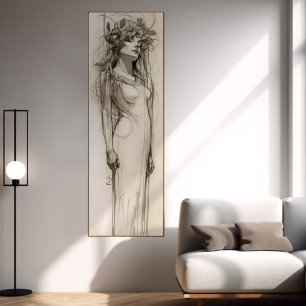 Alphonse Mucha Woman Pencil Kunst Nouveau Poster