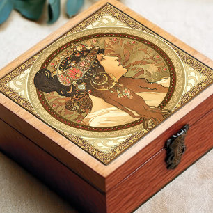 Alphonse Mucha Woman Portrait Art Nouveau Tegeltje