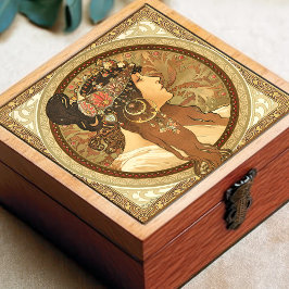 Alphonse Mucha Woman Portrait Art Nouveau  Tegeltje