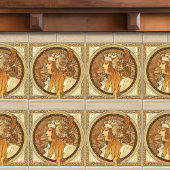 Alphonse Mucha Woman Portrait Art Nouveau  Tegeltje