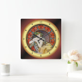 Alphonse Mucha~Woman W/Poppies~Salon des Cent ~ Vierkante Klok (Huis)