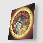 Alphonse Mucha~Woman W/Poppies~Salon des Cent ~ Vierkante Klok (Hoek)