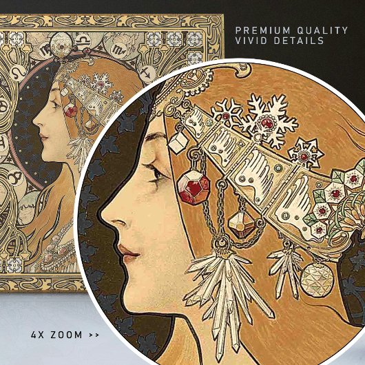 Alphonse Mucha ZODIAC 1896 Art  Tegeltje