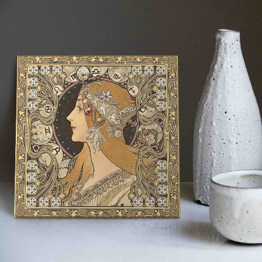 Alphonse Mucha ZODIAC 1896 Art  Tegeltje