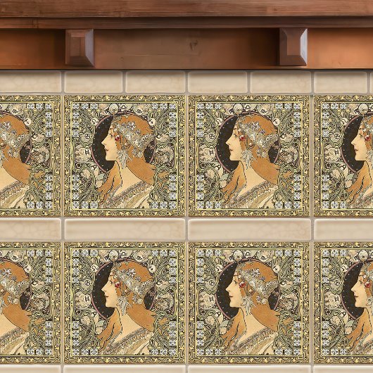 Alphonse Mucha ZODIAC 1896 Art  Tegeltje