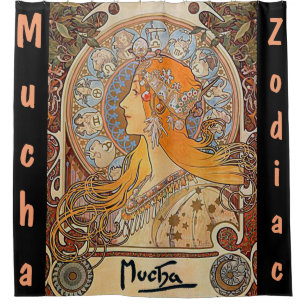 Alphonse Mucha, zodiac, art nouveau, , elegant Douchegordijn