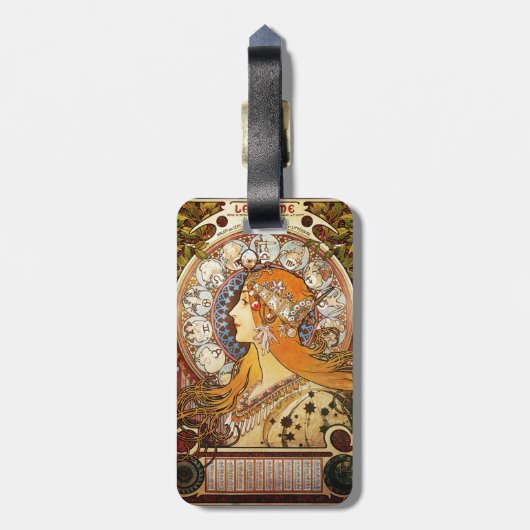 Alphonse Mucha Zodiac Bagagelabel (Achterkant verticaal)