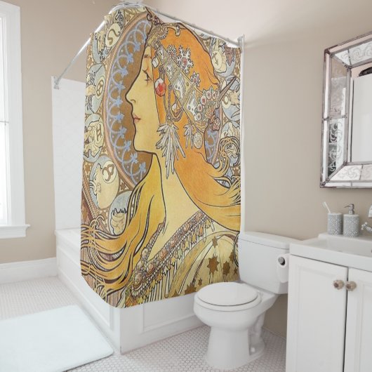 Alphonse Mucha Zodiac Douchegordijn (In situ)
