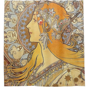Alphonse Mucha Zodiac Douchegordijn
