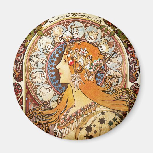 Alphonse Mucha Zodiac Magneet (Voorkant)