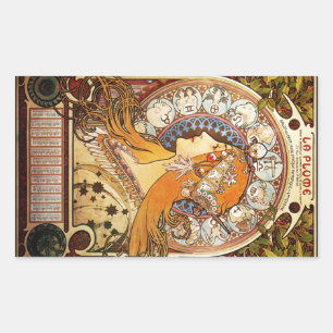 Alphonse Mucha Zodiac Rechthoekige Sticker