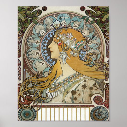Alphonse Mucha Zodiac Restored Poster (Voorkant)