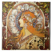 Alphonse Mucha Zodiac Tegeltje (Voorkant)
